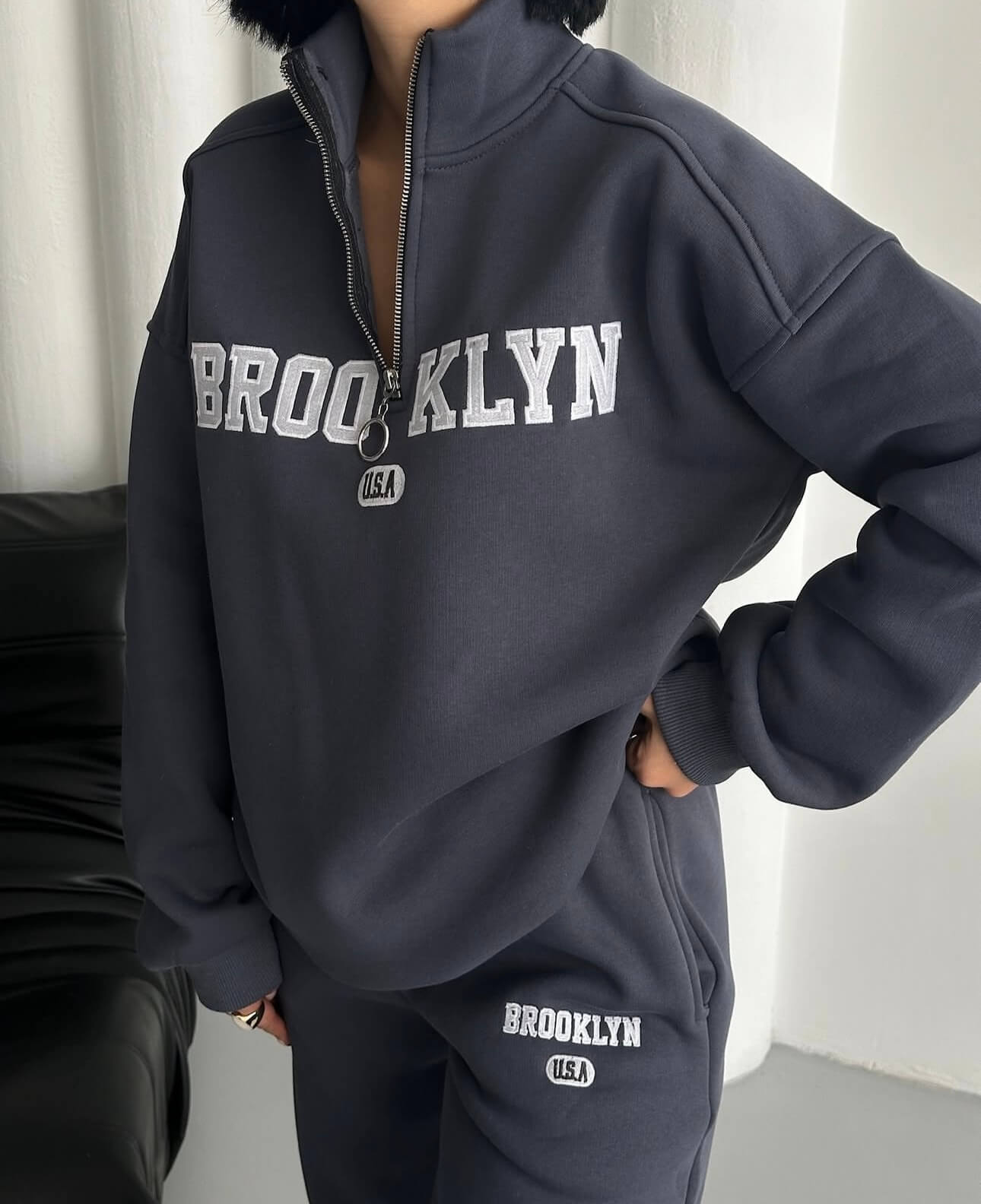 Brooklyn Yarım Fermuarlı Eşofman Takımı