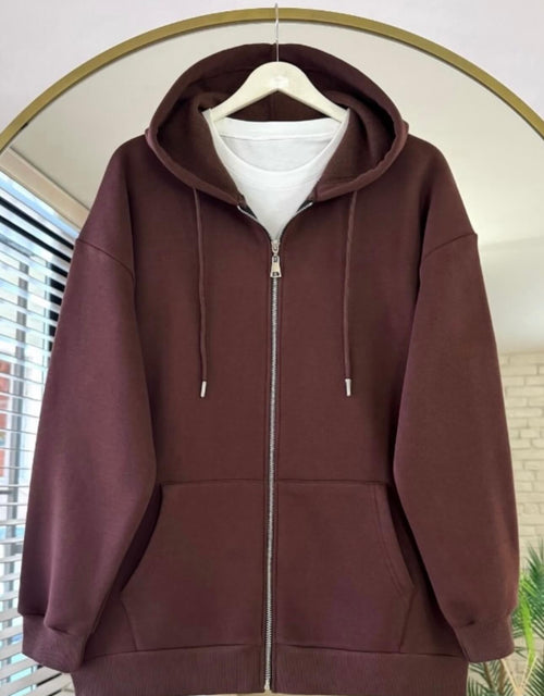 Fermuarlı Kapüşonlu 3 İplik Hırka