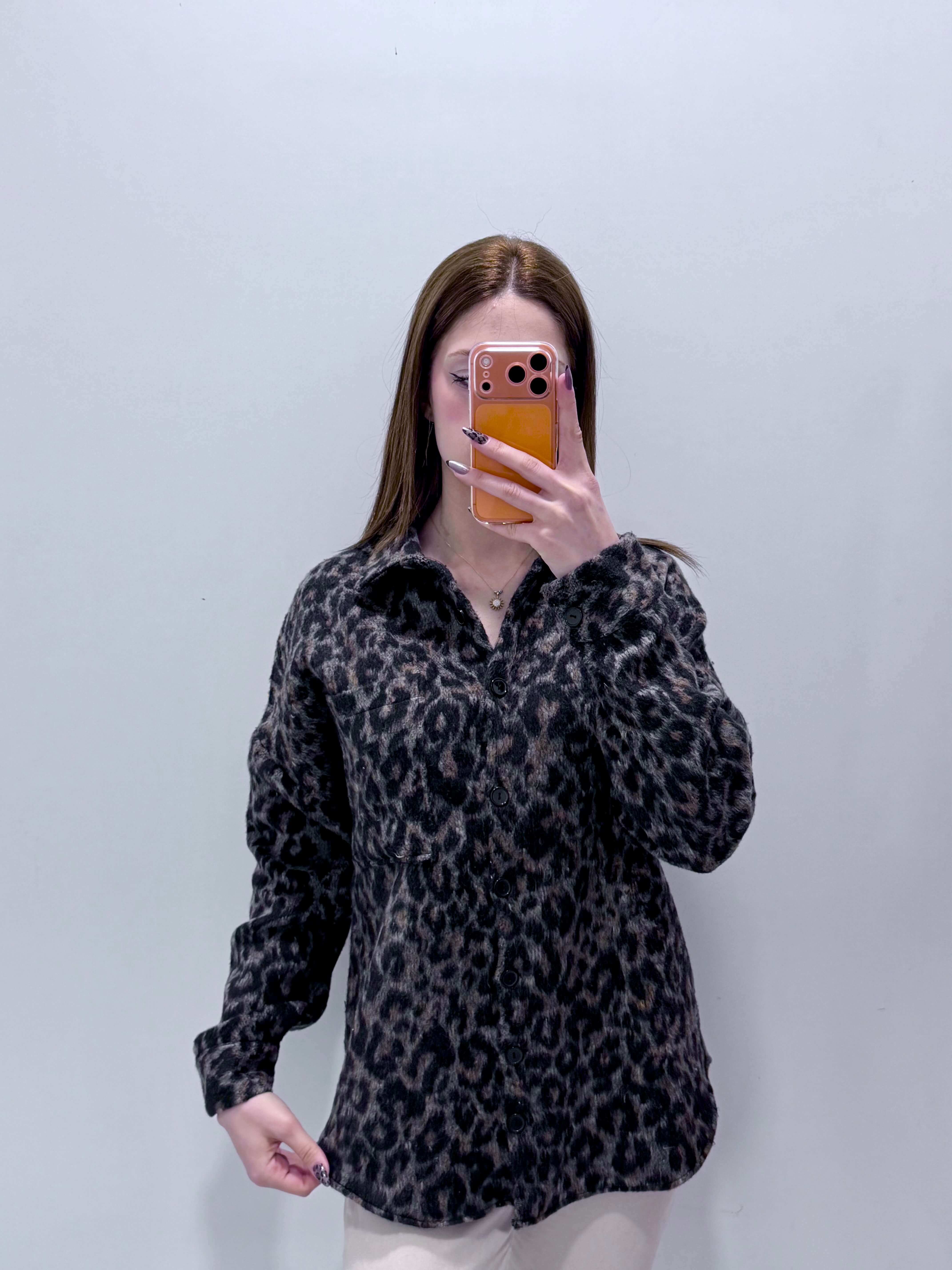 Leopar Desenli Oduncu Gömleği