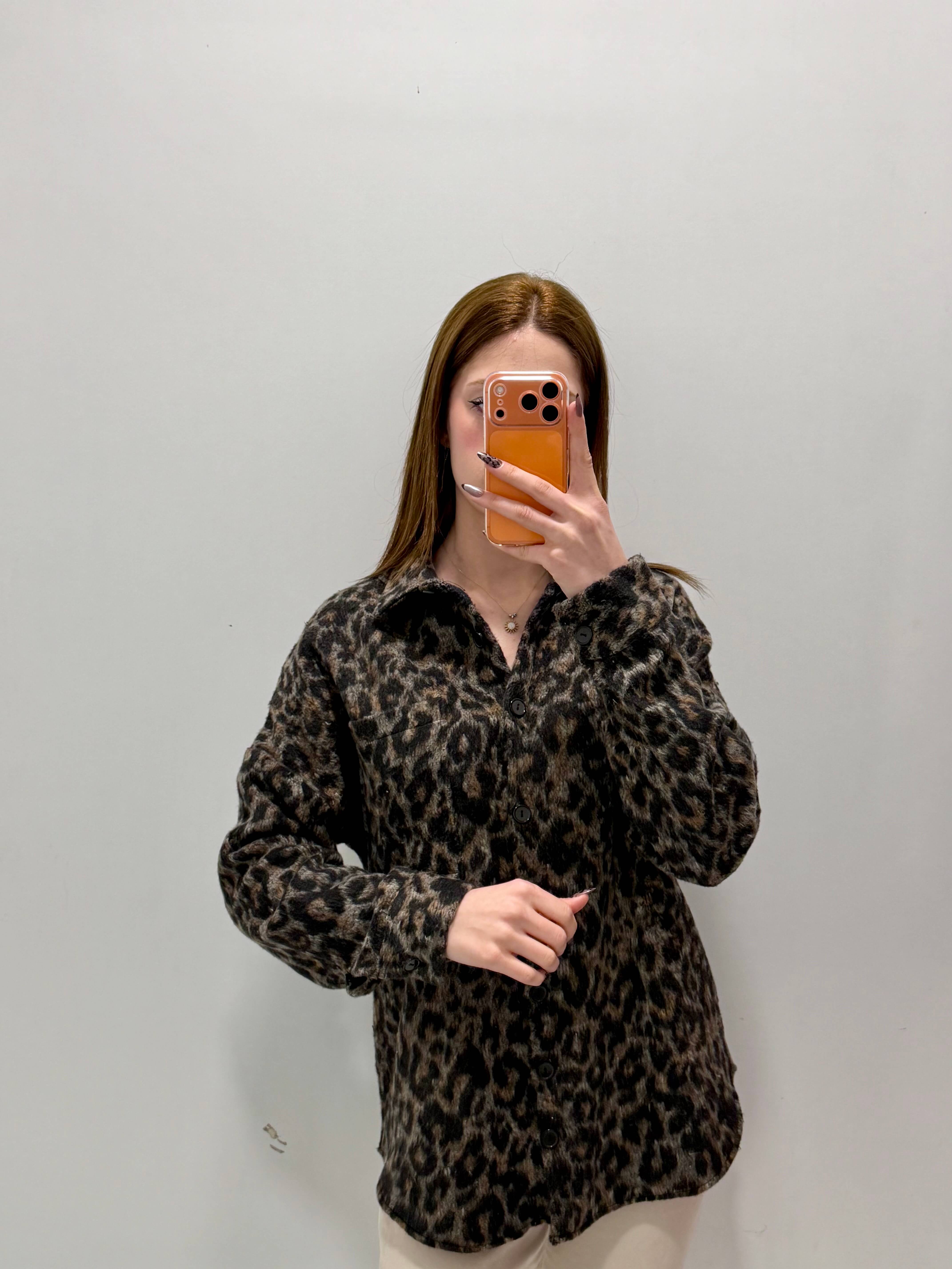 Leopar Desenli Oduncu Gömleği