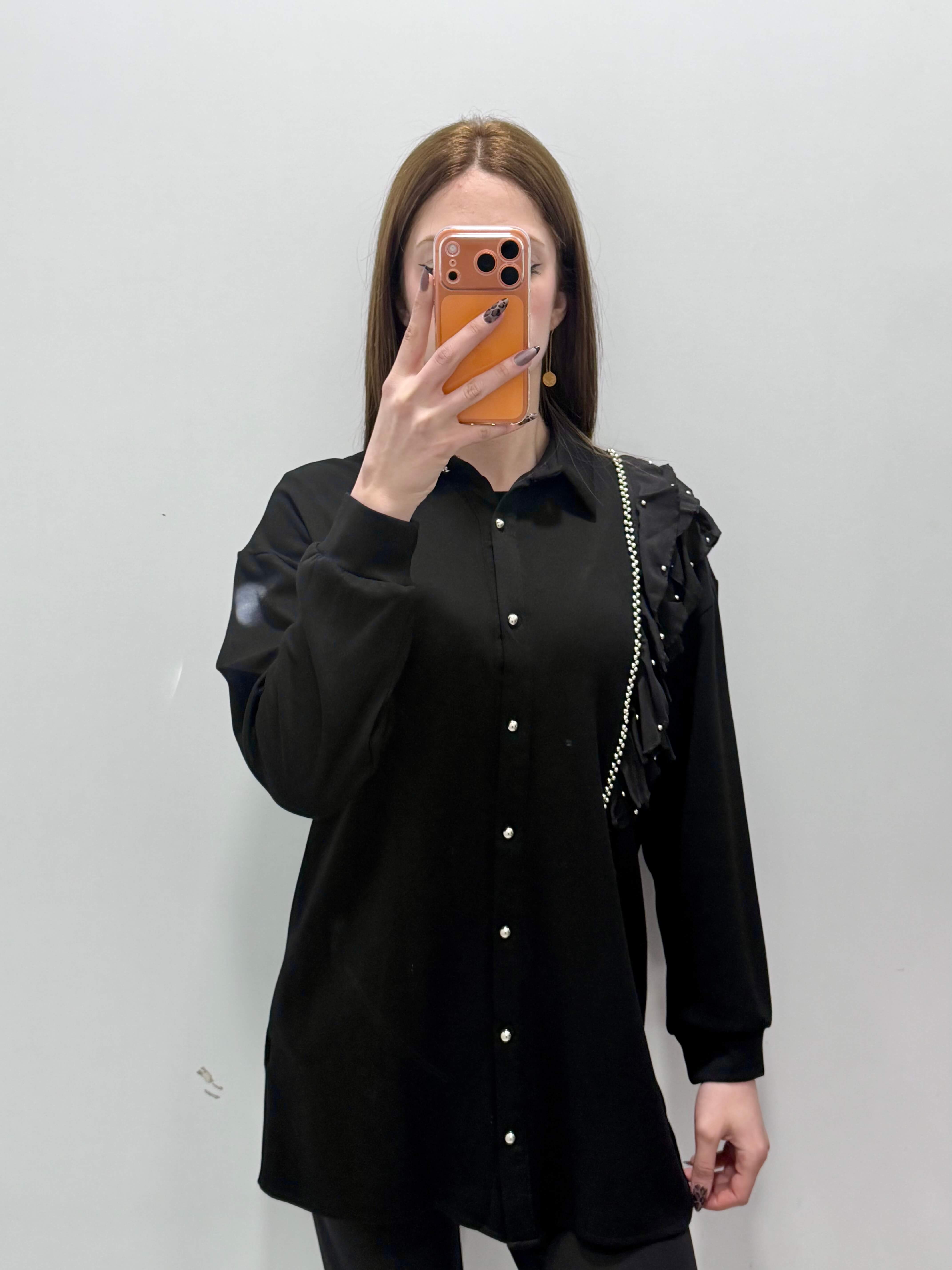 Düğmeli Omuzu İncili Tesettür Tunik