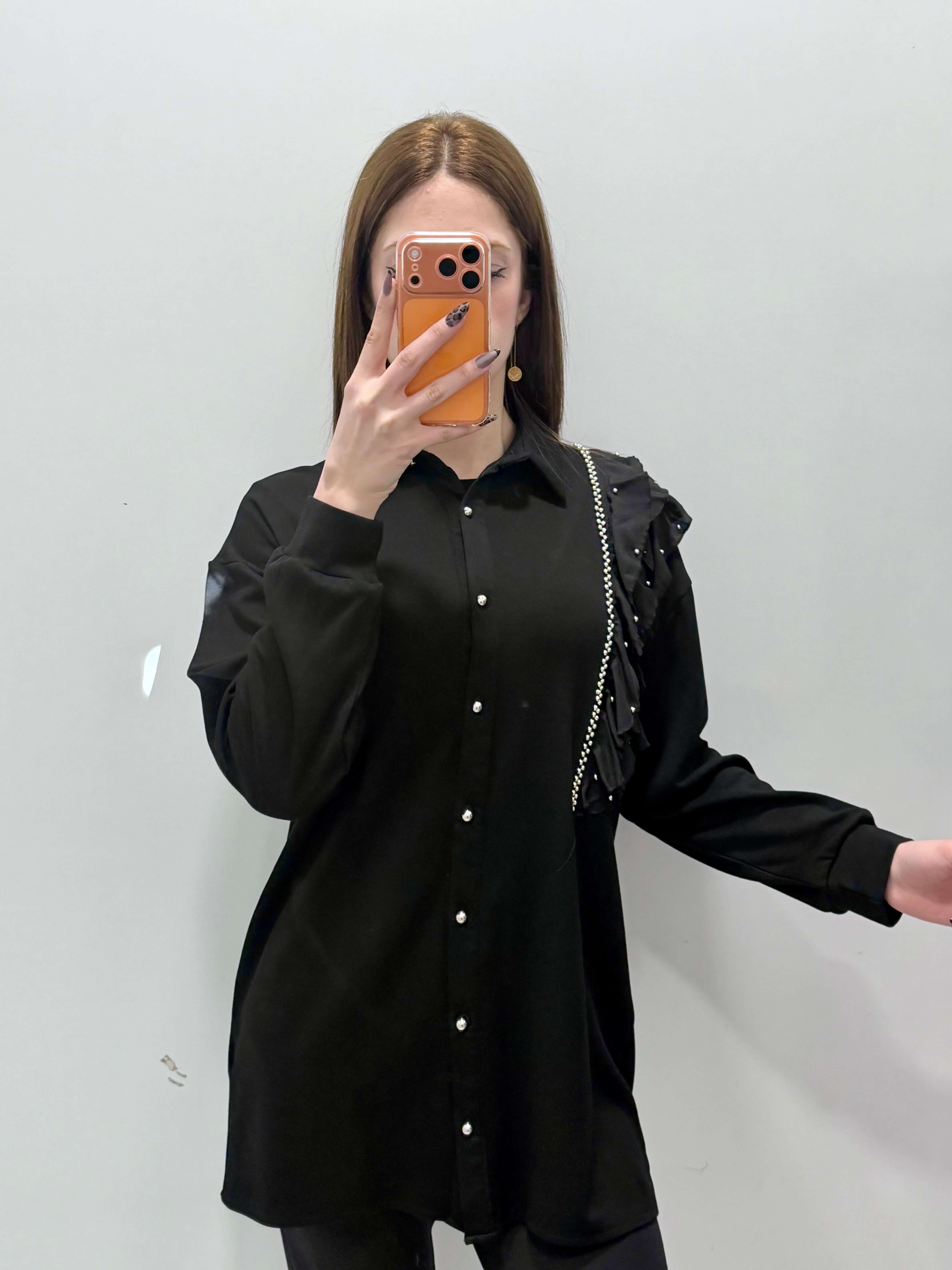 Düğmeli Omuzu İncili Tesettür Tunik