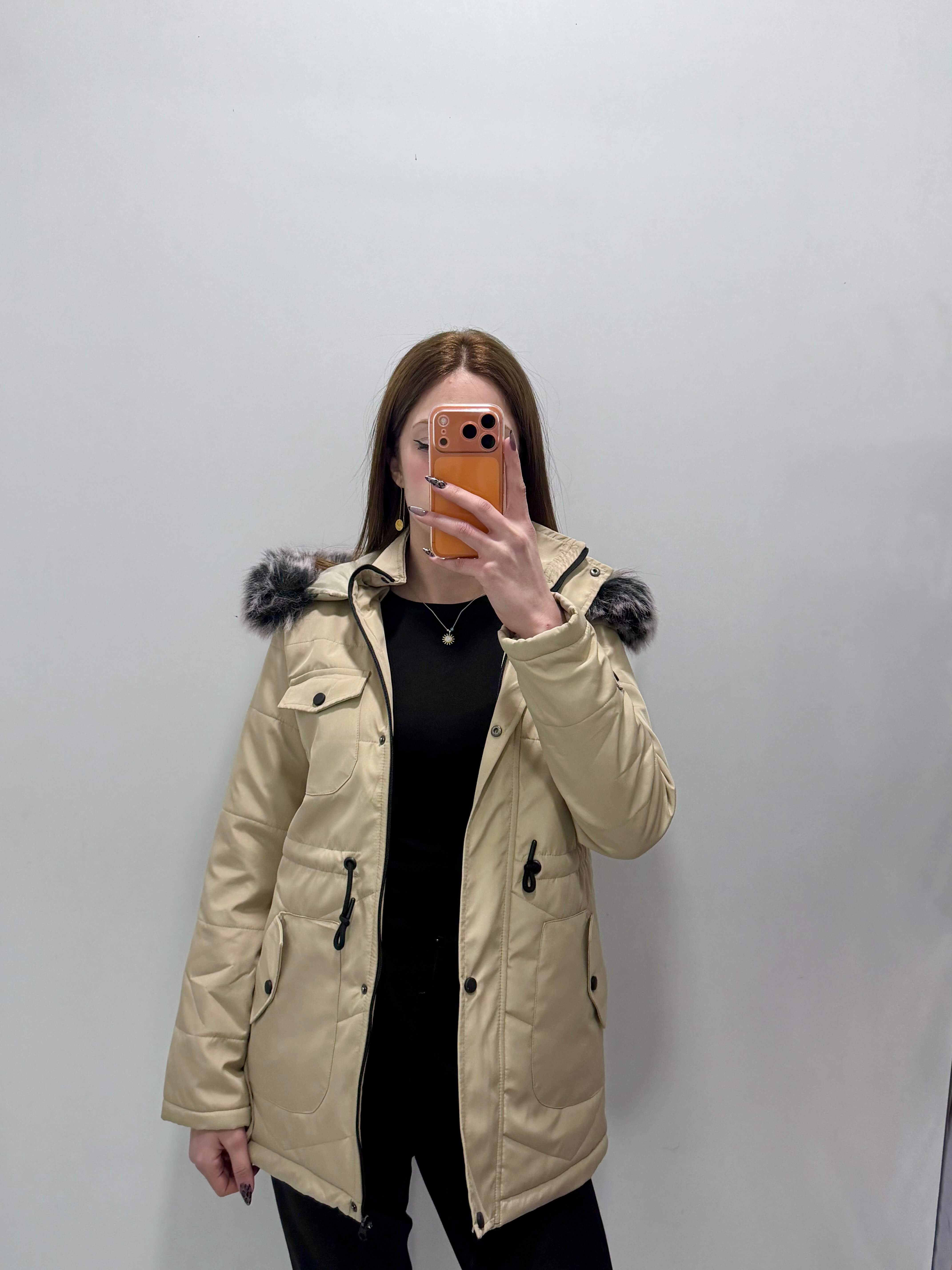 Kürk Detaylı Kapüşonlu Mont