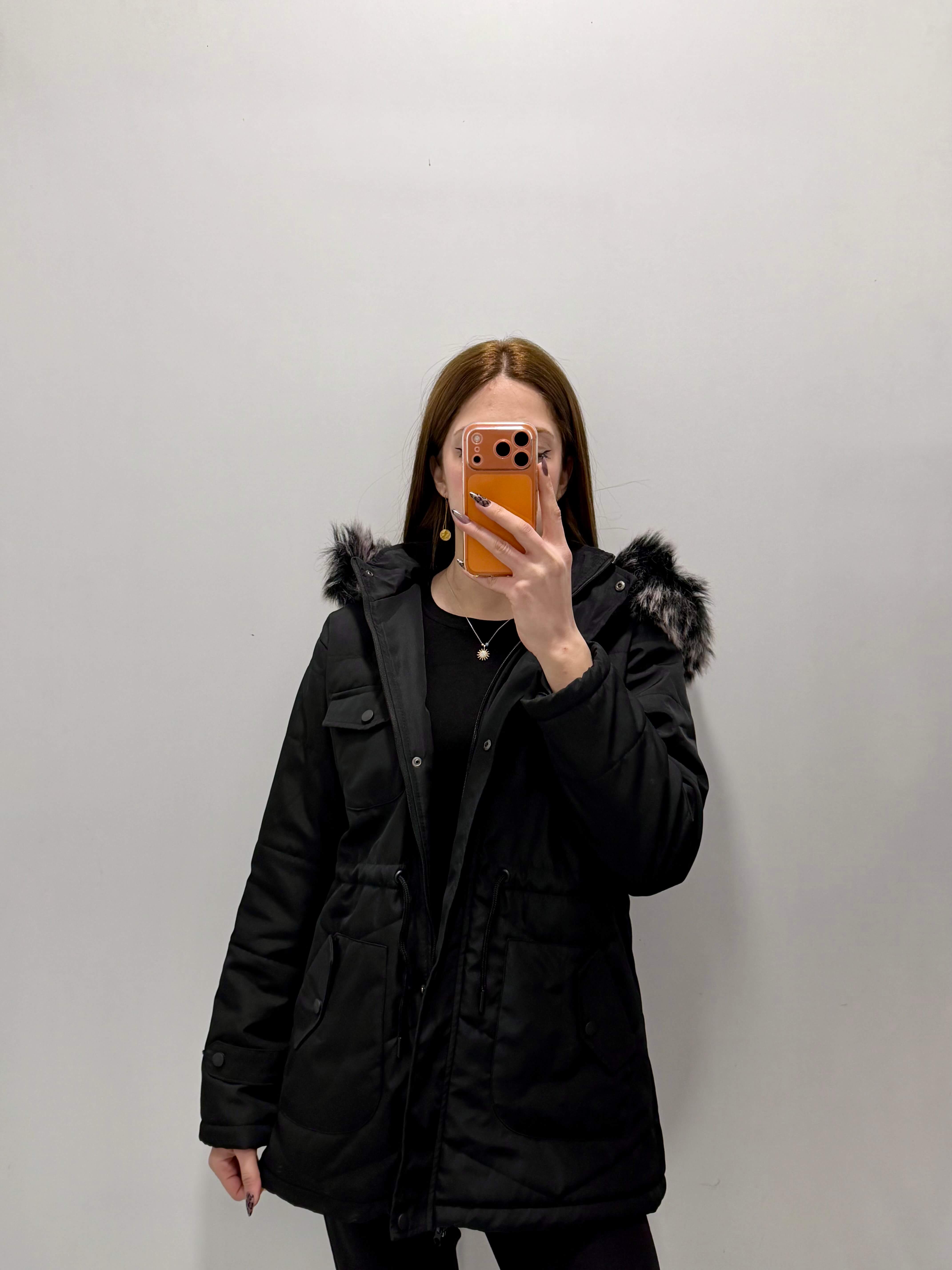 Kürk Detaylı Kapüşonlu Mont