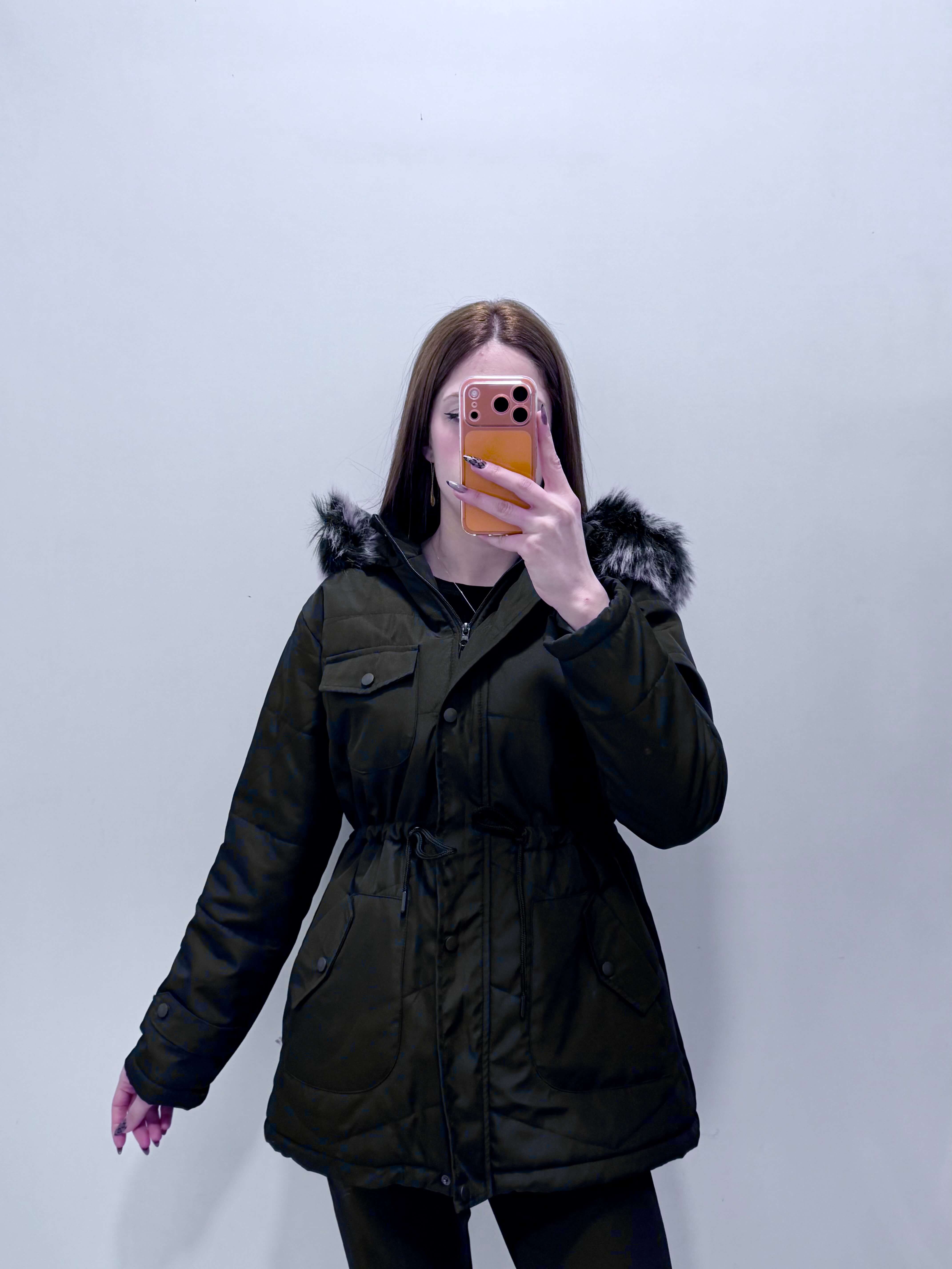 Kürk Detaylı Kapüşonlu Mont